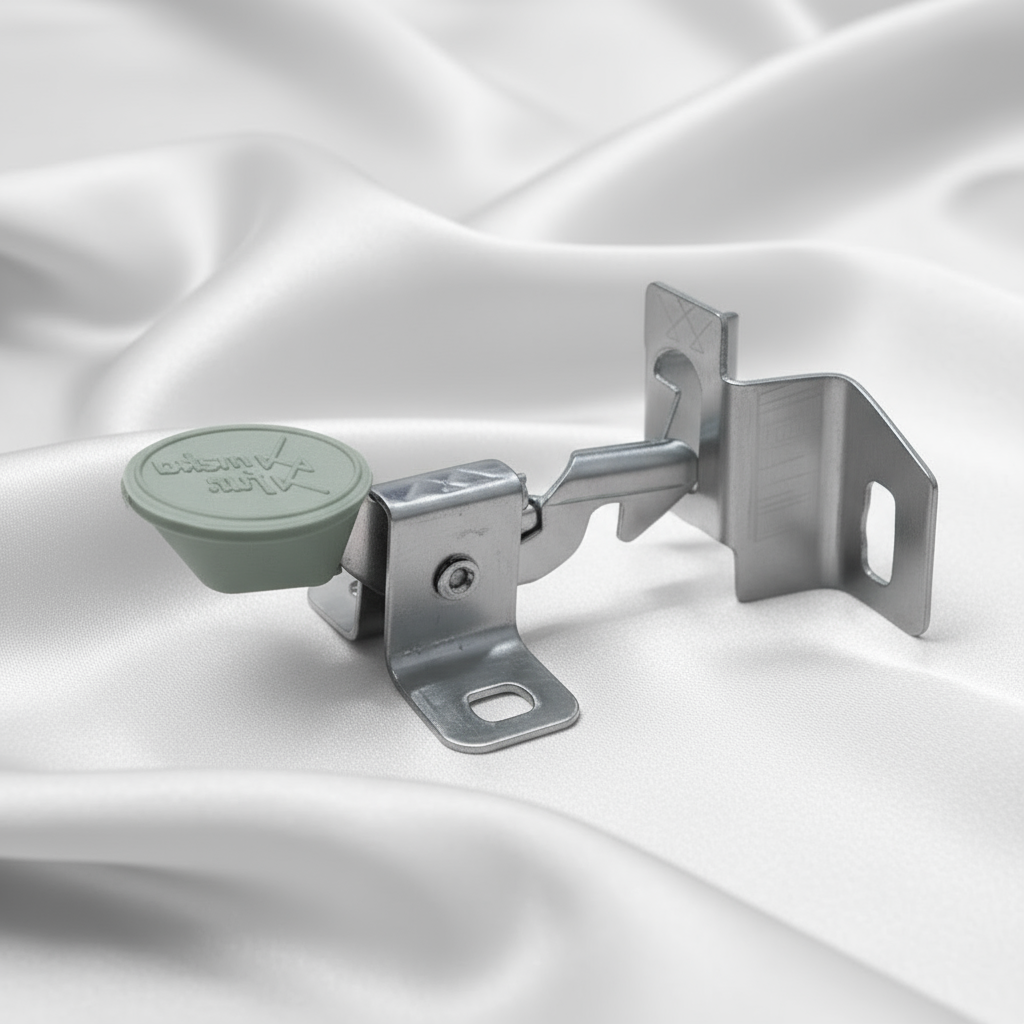 Mekafur AutoLatch semi-automatic window lock in grey  silver color, autolatch, window lock, window latch 